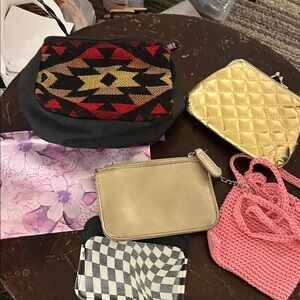 Geometric Patterned Cosmetic Bag , coin purse, wallet 6pc bulk lot